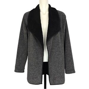 Original Nicole Miller Women's Black Gray Sherpa Cardigan XXL